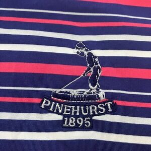 Pinehurst 1895 Golf‎ Polo Shirt Men's Large Blue Striped Donald Ross Sportswear
